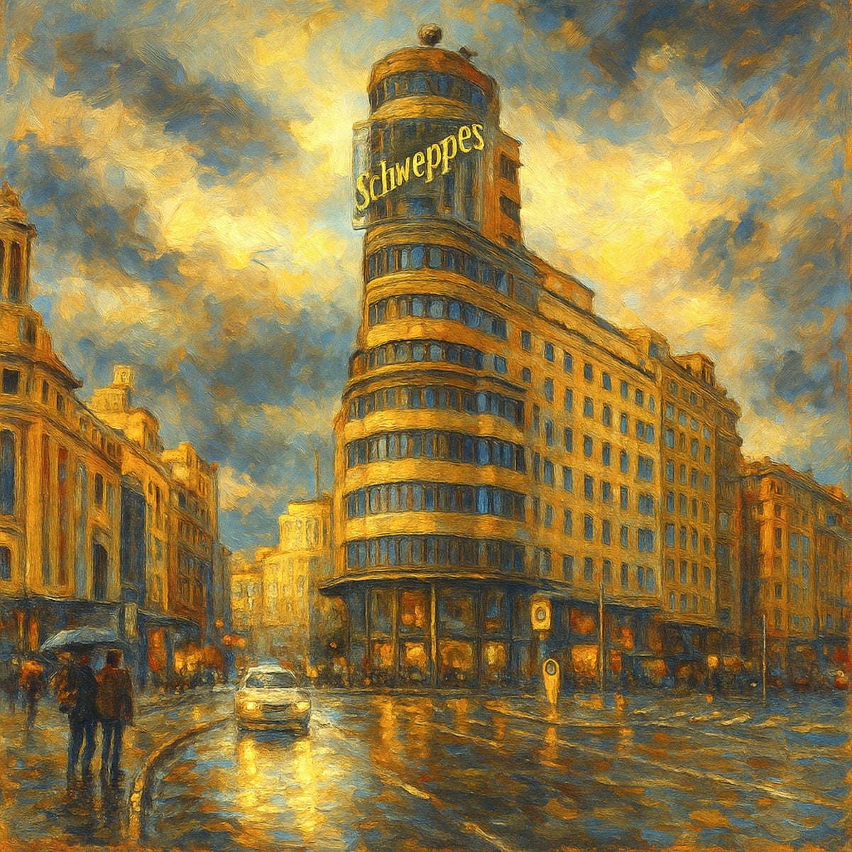 Cuadro Madrid edificio Capitol colorido - la obra