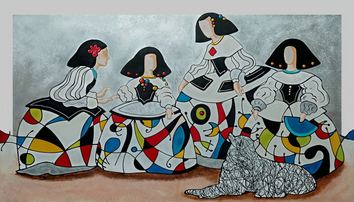 Cuadro de Meninas con colores brillantes - la obra