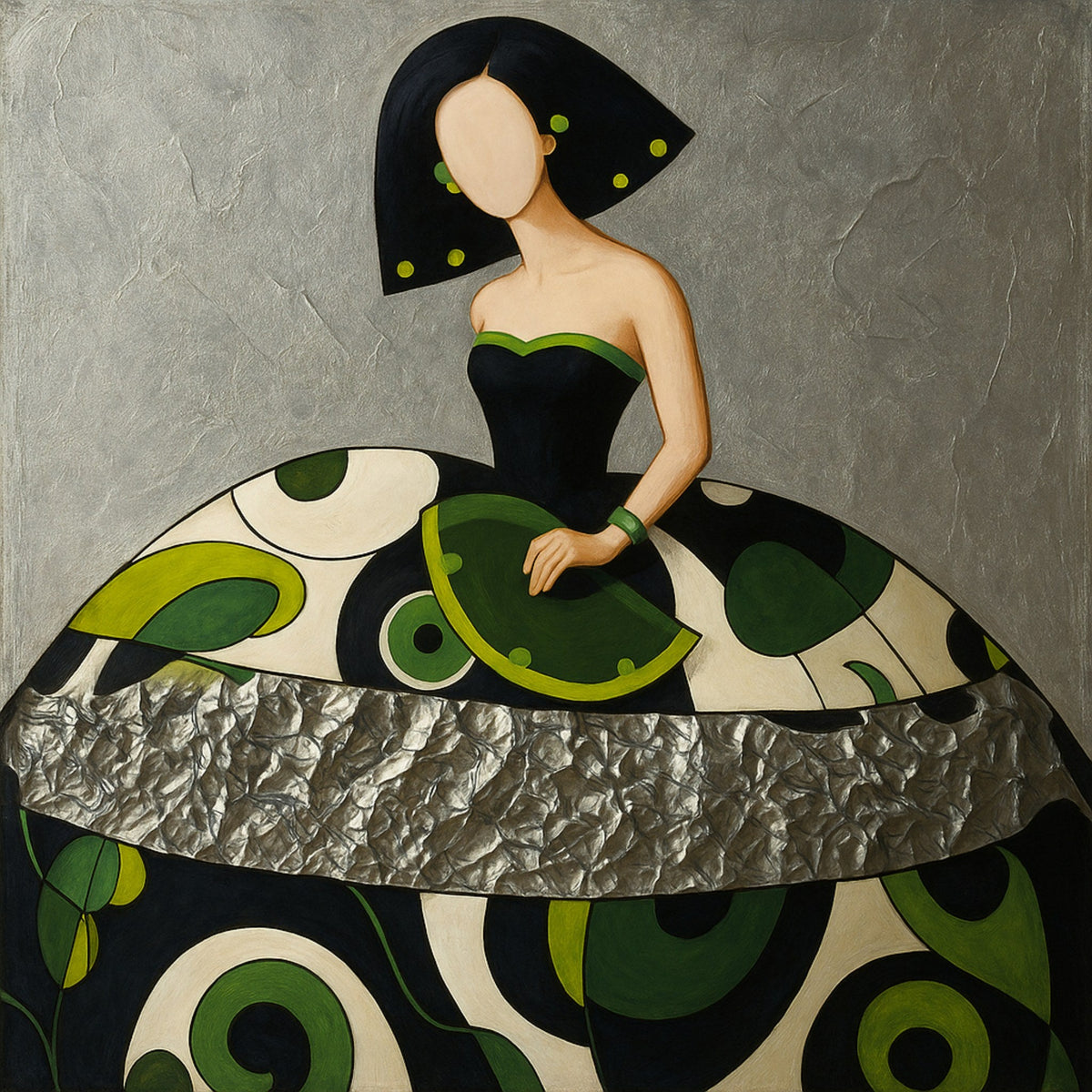 Cuadro Menina Moderna colores verdes - la obra