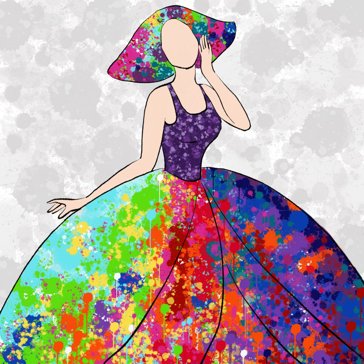 Cuadro de Menina salpicada de colores - la obra