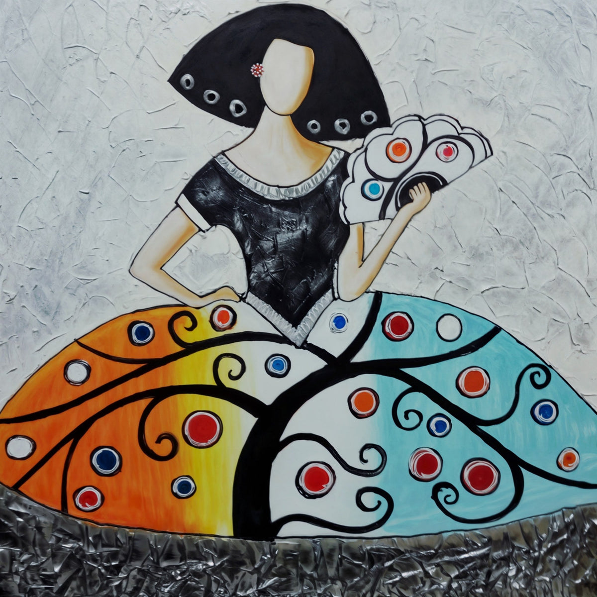 Cuadro Menina con abanico y Árbol Vida - la obra