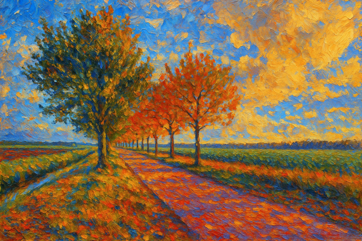 Cuadro Paisaje con Árboles y camino - la obra