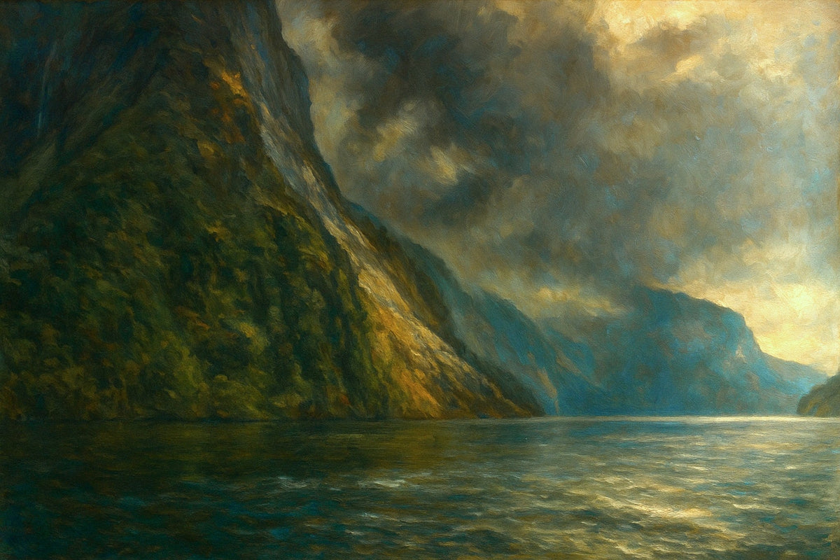 Cuadro de paisaje marino con acantilados - la obra