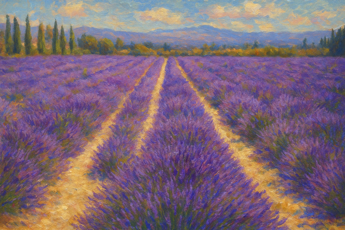 Cuadro de Paisaje con Campo de lavanda - la obra