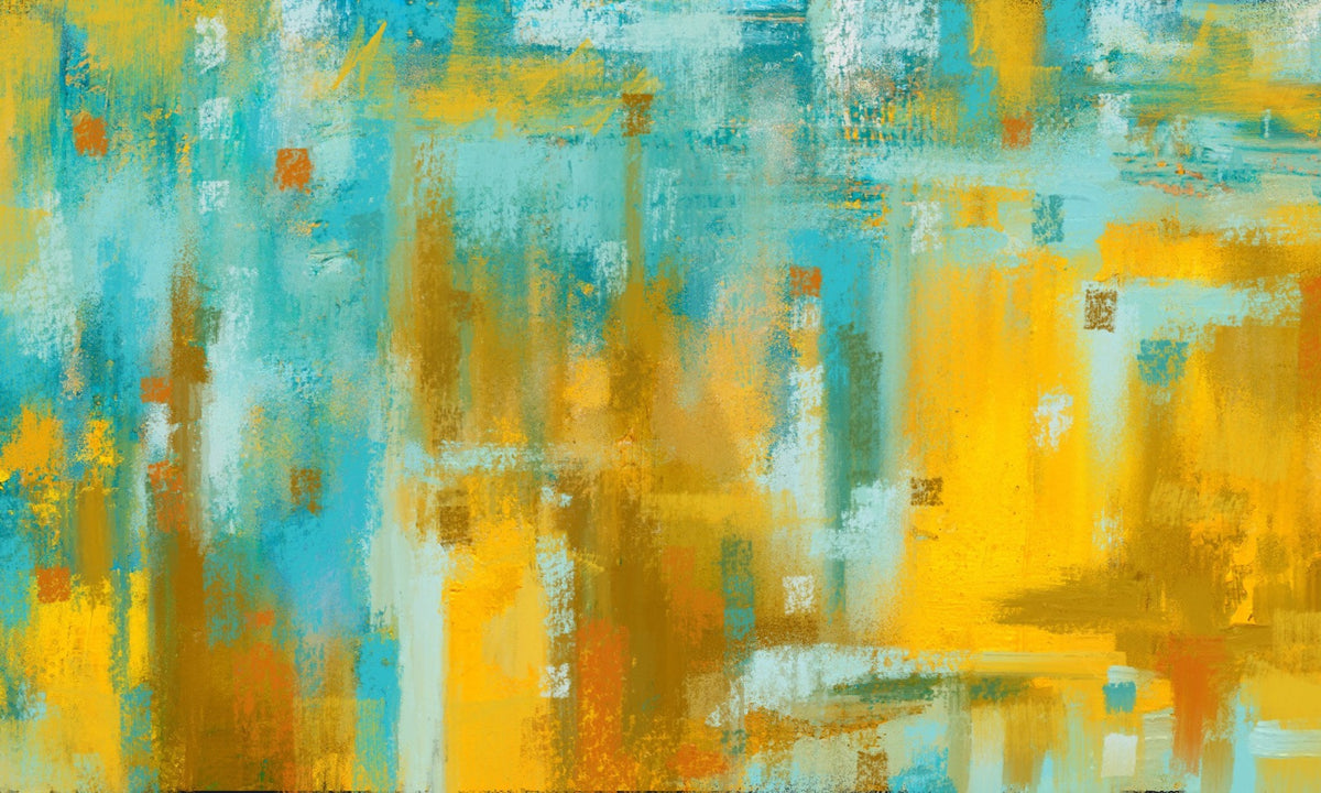 Abstracto amarillo y turquesa - la obra
