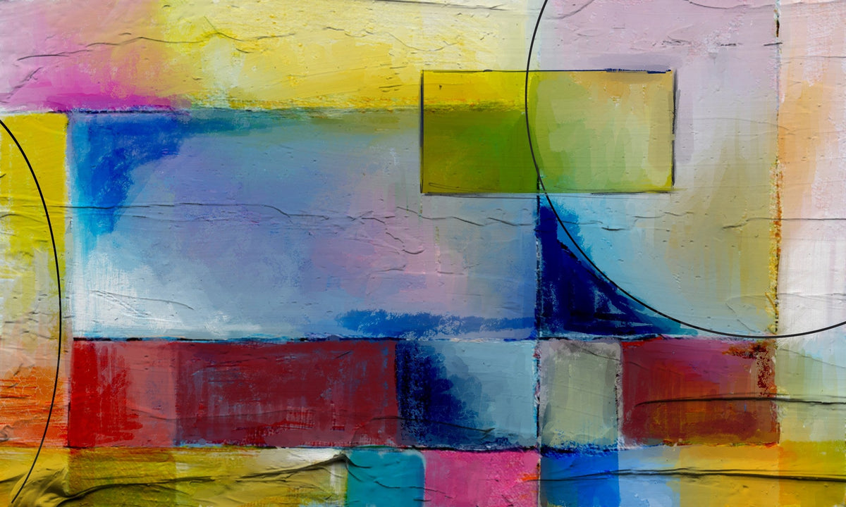 Cuadro abstracto geométrico colorido - la obra