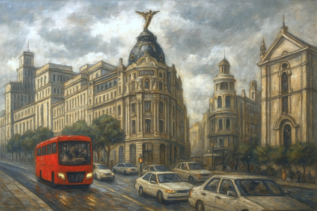 Cuadro de Madrid Metrópolis y tráfico - la obra