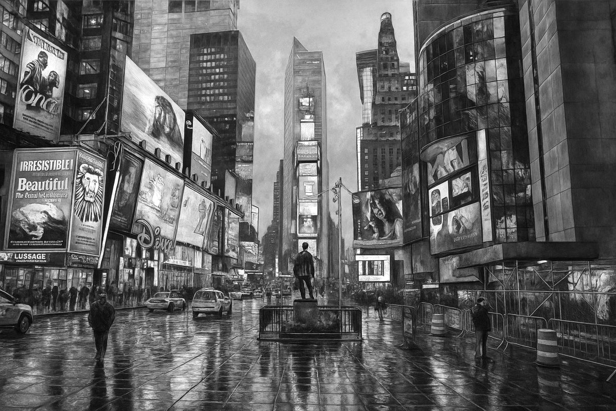 Cuadro blanco y negro New York cómic - la obra