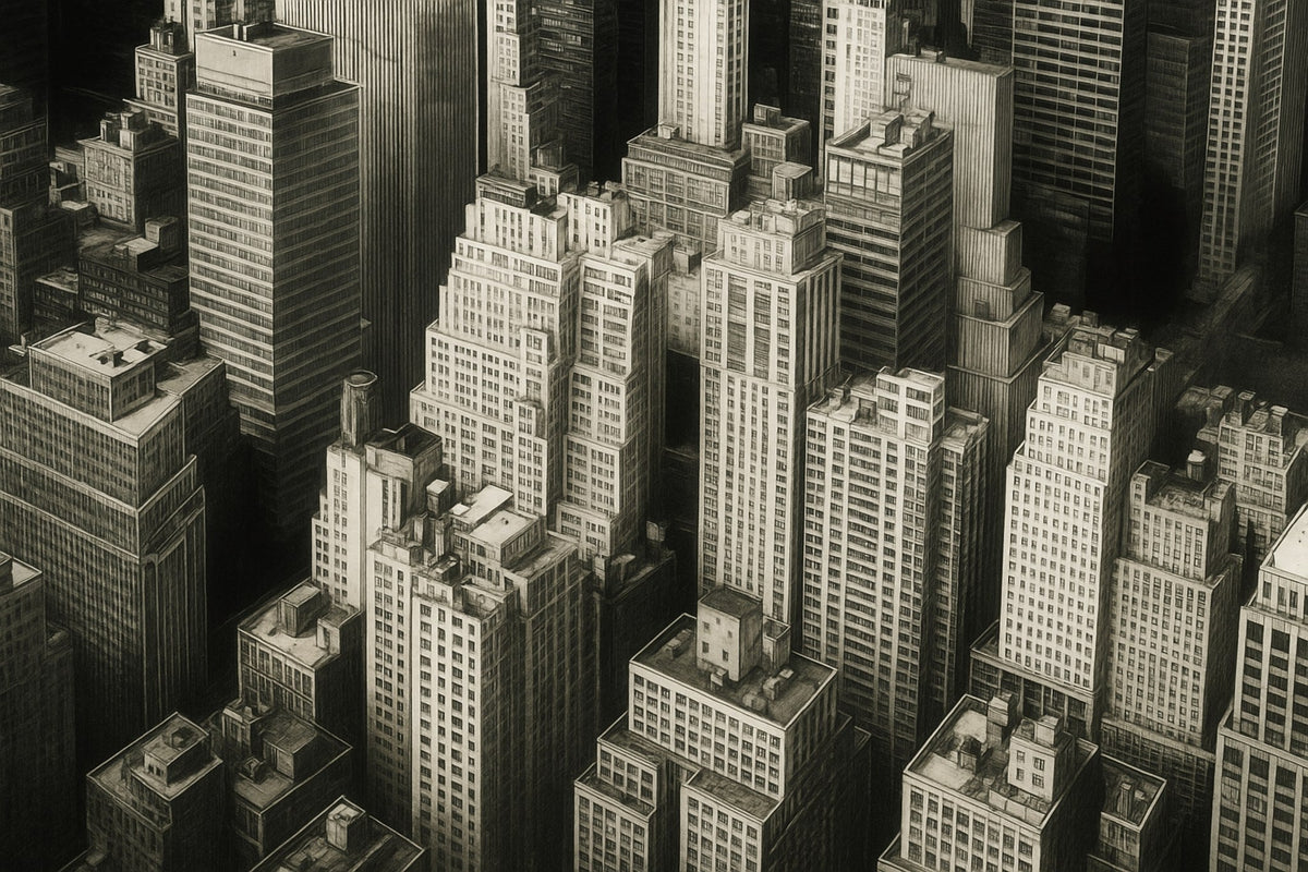 Cuadro cómic blanco y negro New York - la obra