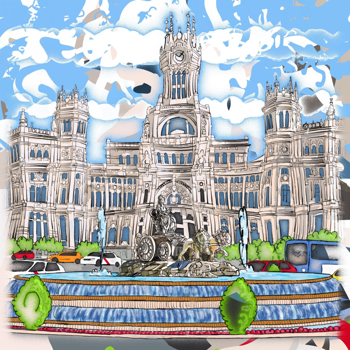 Cuadro de Madrid Cibeles Correos - la obra