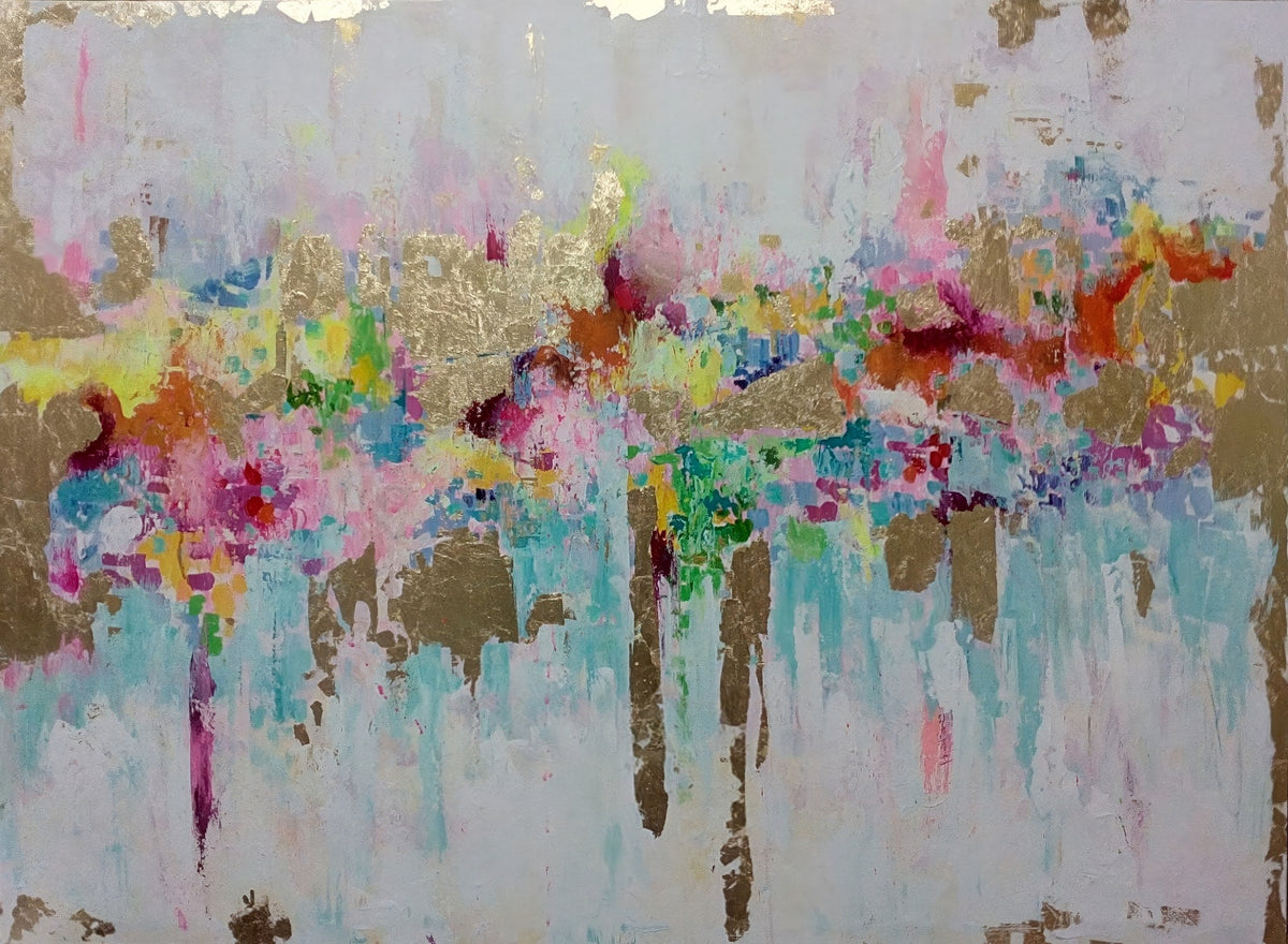 Cuadro Abstracto turquesa multicolor - la obra