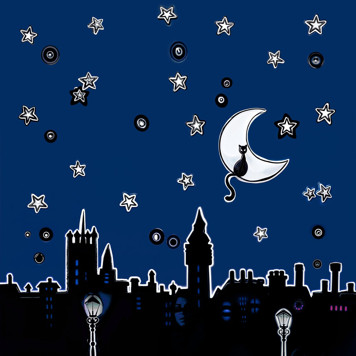 Cuadro Ciudad noche estrellada pop - la obra