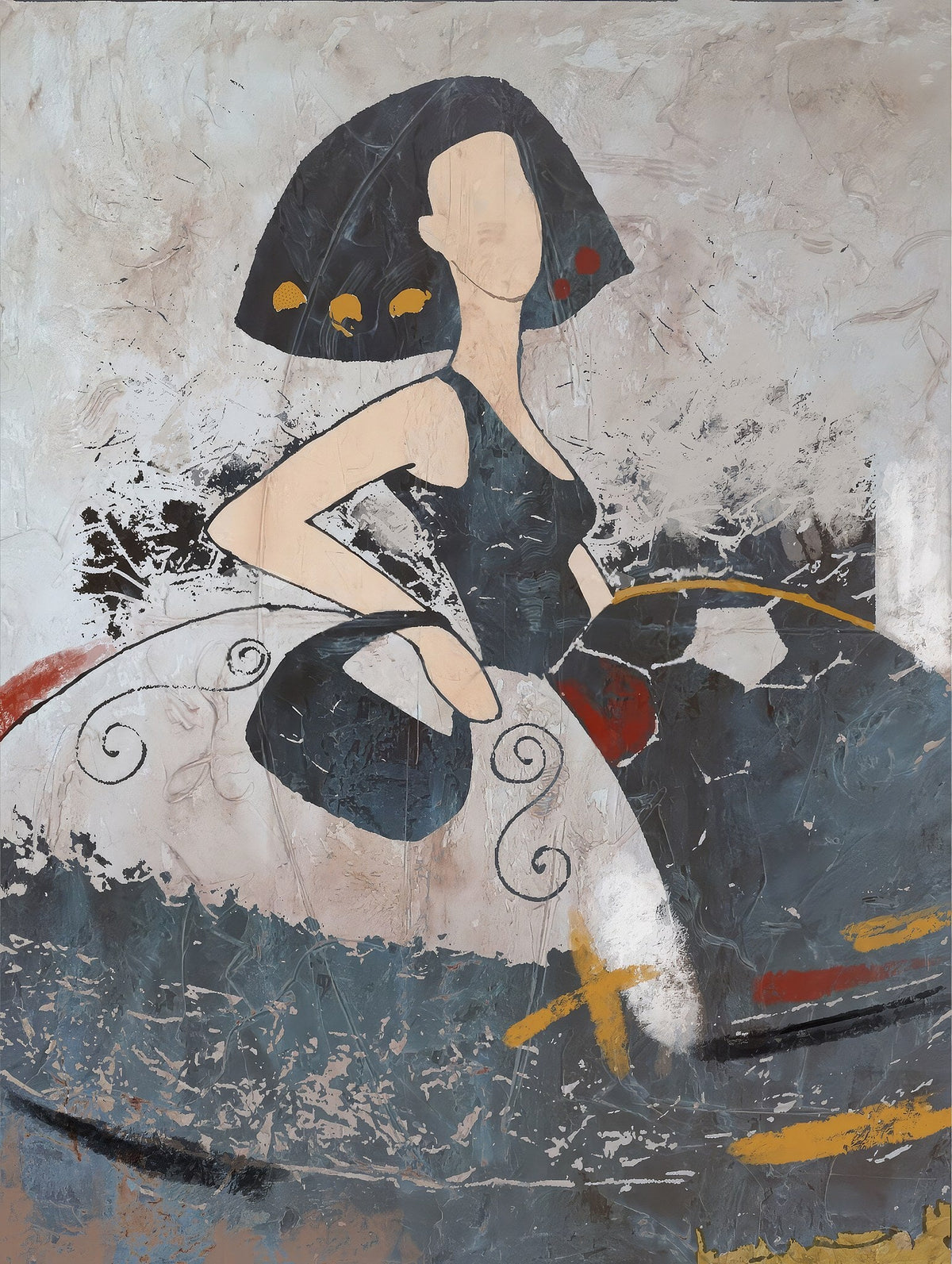 Cuadro Menina terracota abstracta - la obra