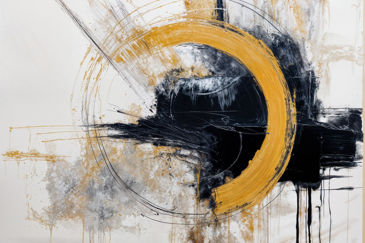 Cuadro abstracto moderno y círculo - la obra