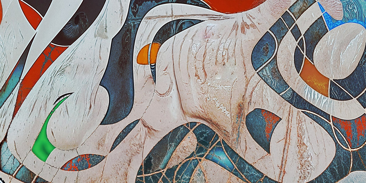 Cuadro Abstracto Pizarra con colores - la obra