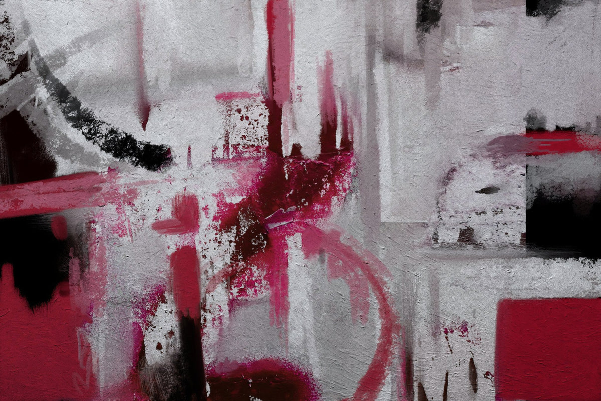 Cuadro Abstracto carmín y gris - la obra