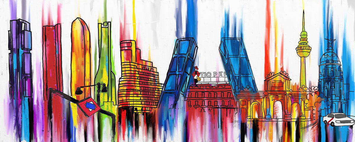 Cuadro Skyline de Madrid en colores - la obra