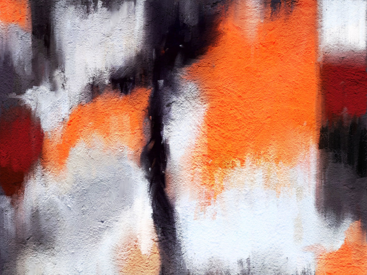 Composición abstracta en naranja y grises - la obra