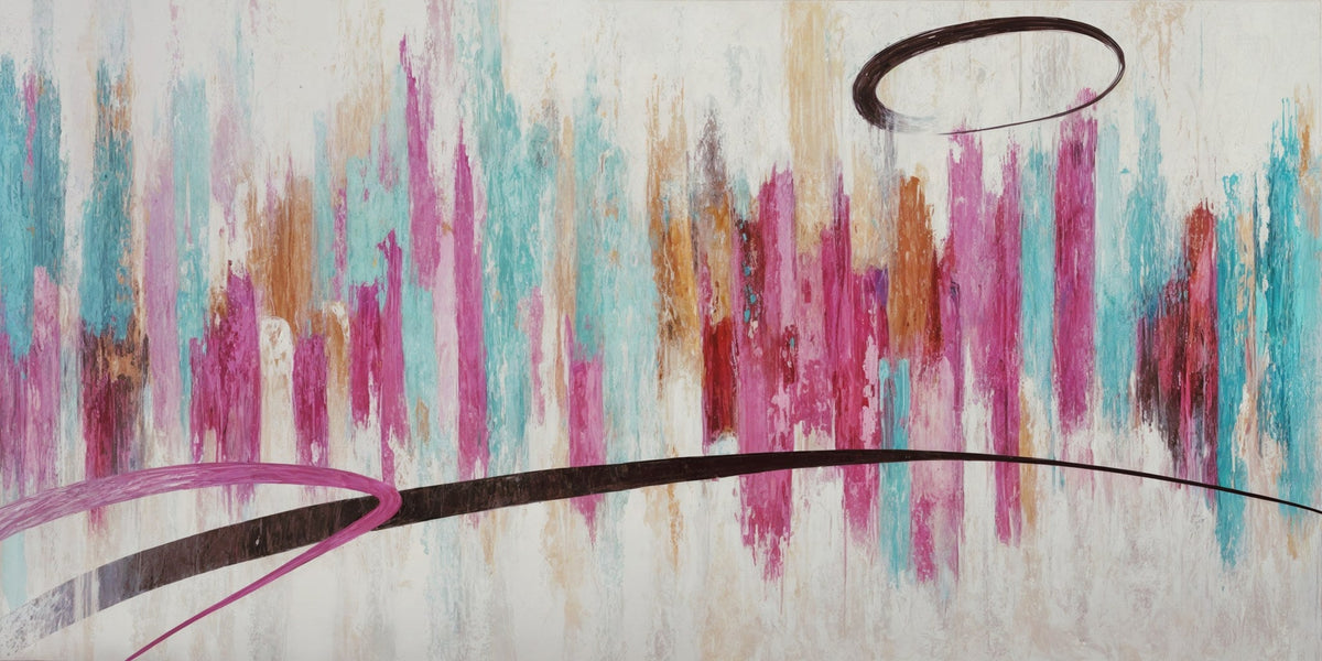 Skyline abstracto colorido sobre beige - la obra