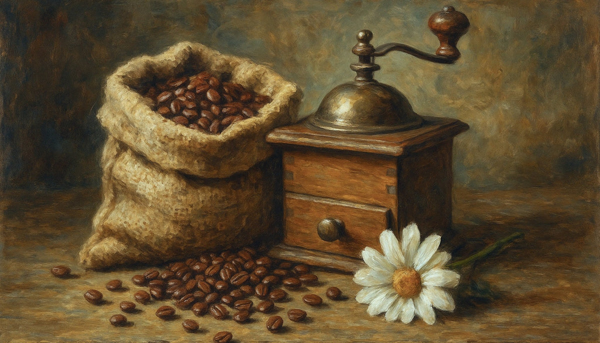 Cuadro de Molinillo café y flor - la obra
