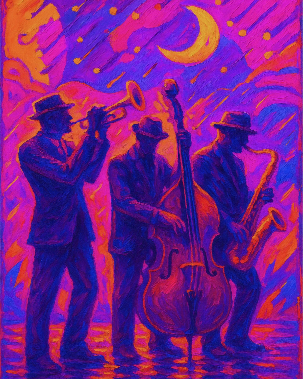 Cuadro Banda de Jazz colorido - la obra