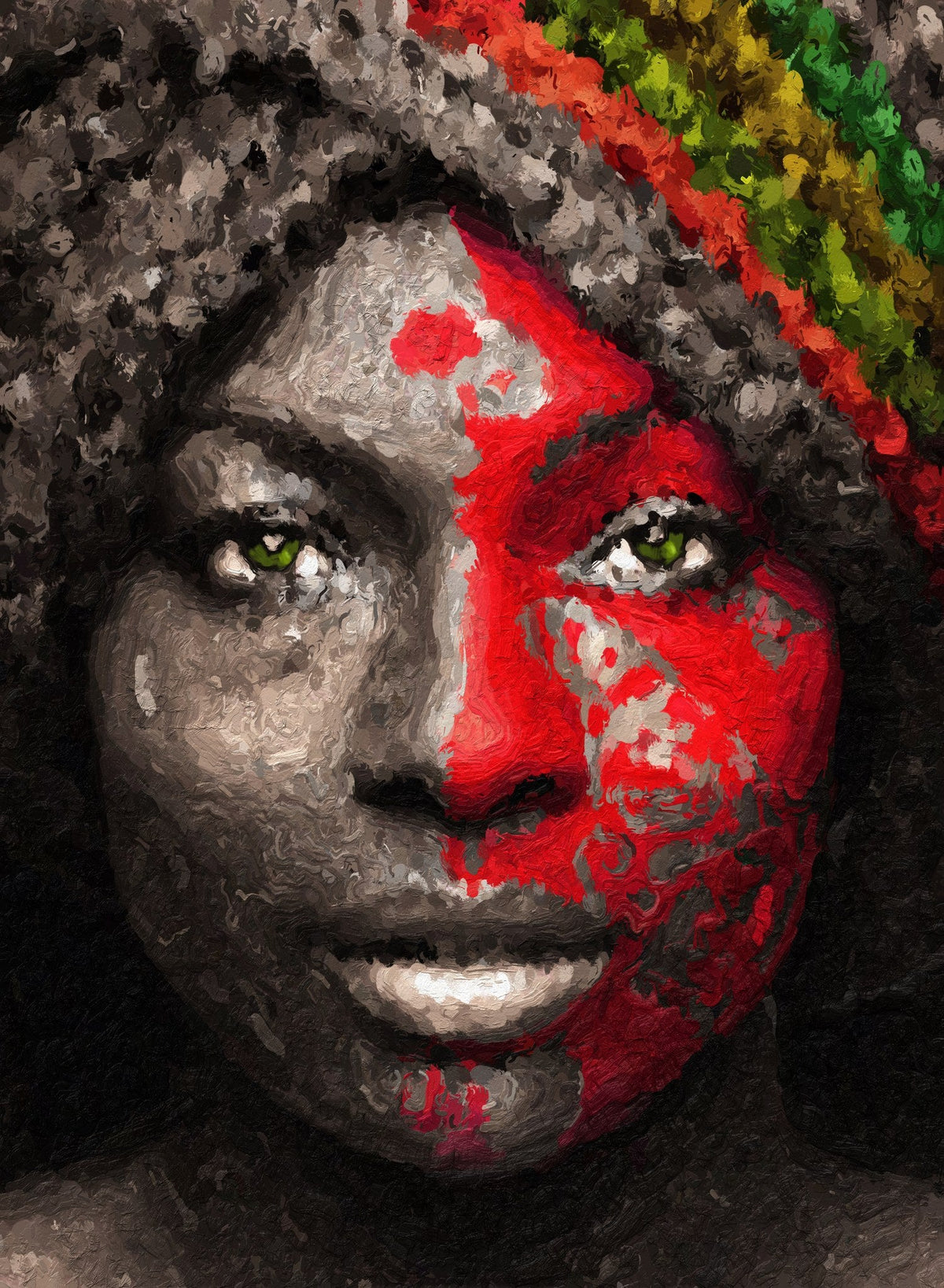 Figura de mujer africana en rojo - la obra