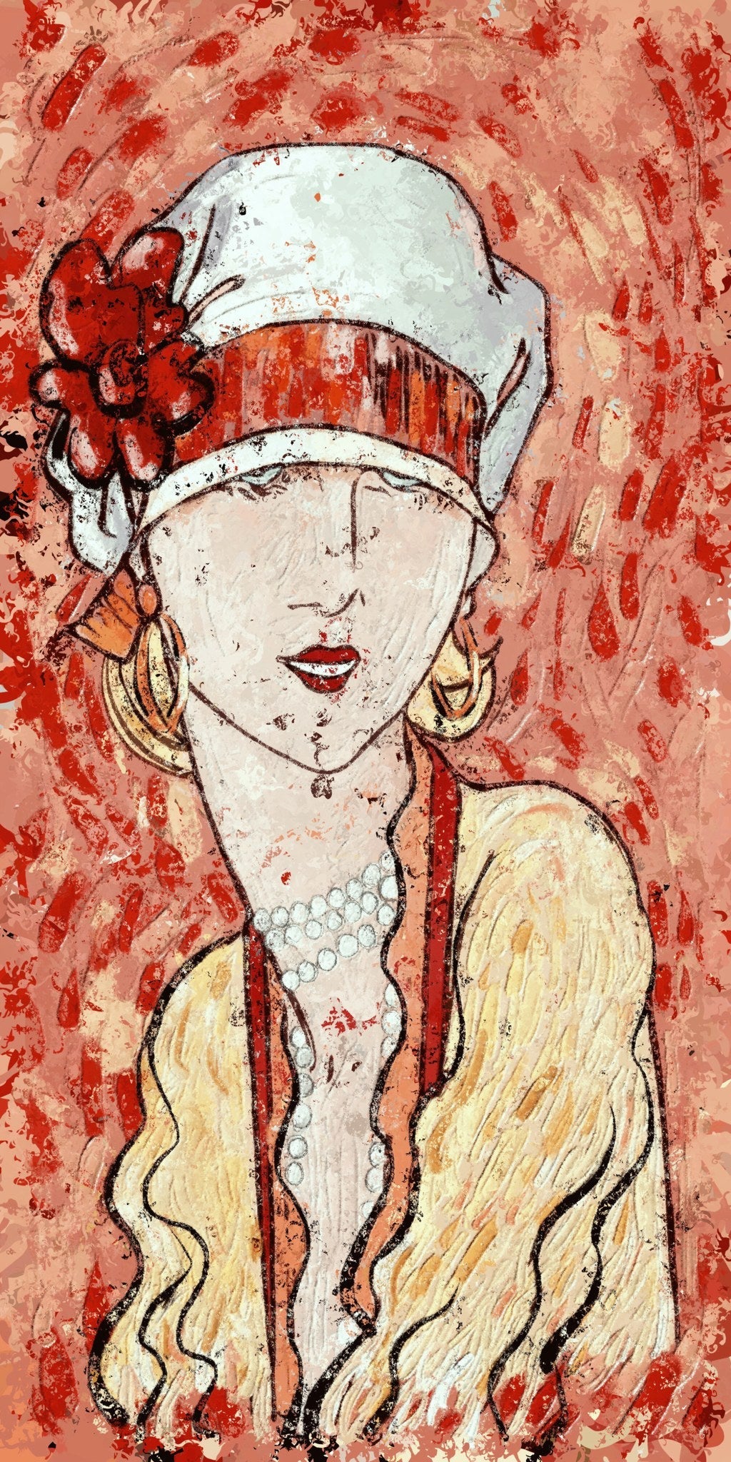 Cuadro mujer con sombrero vintage - la obra