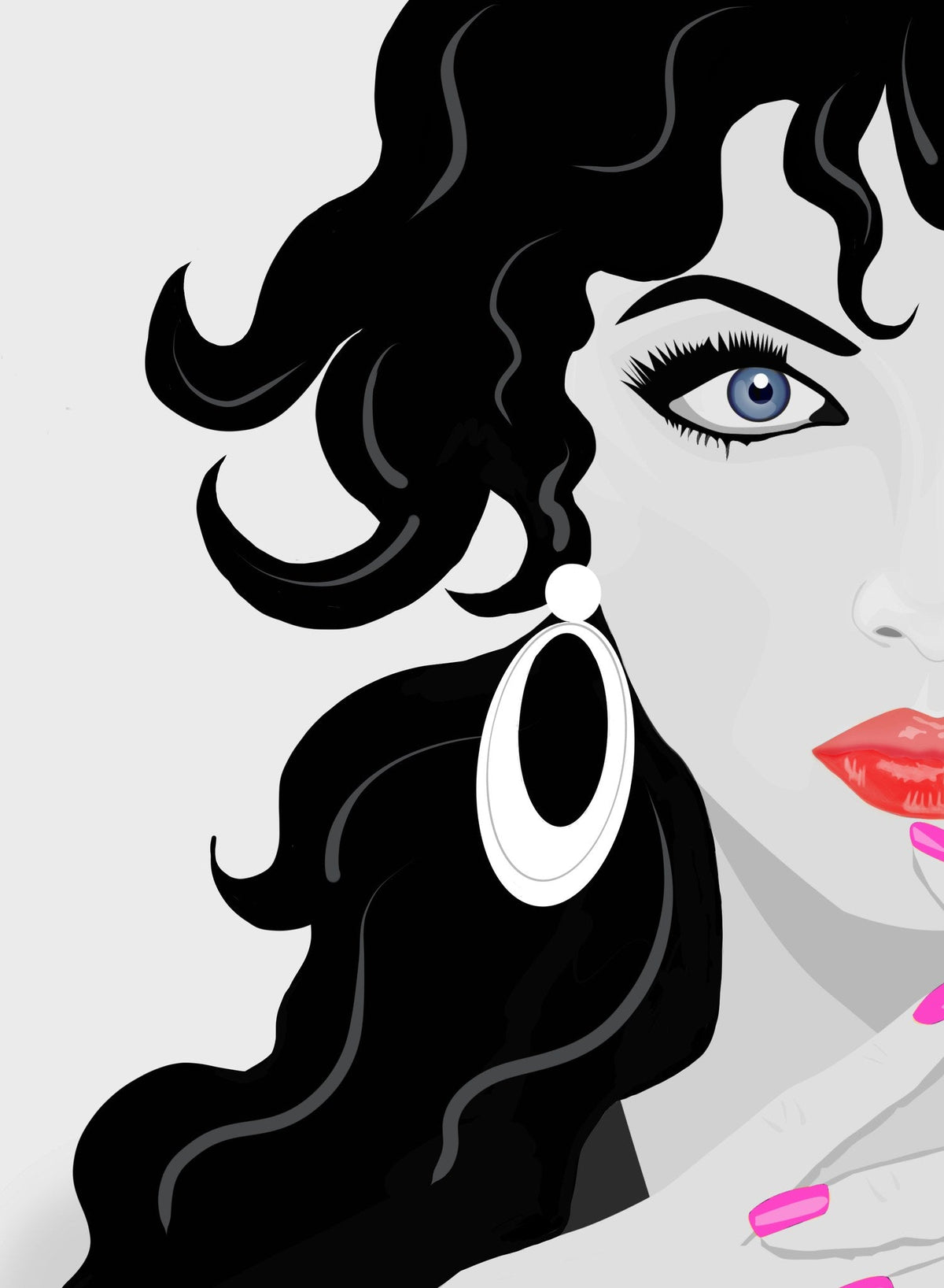 Cuadro de mujer con labios rojos impreso - la obra