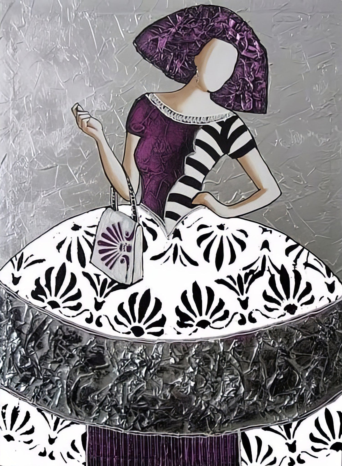 Cuadro menina moderna con fondo en gris - la obra