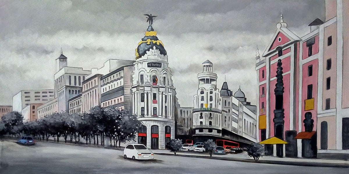 Cuadro Madrid Edificio Metrópolis - la obra
