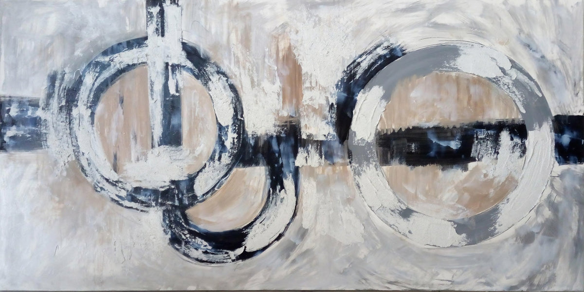 Cuadro abstracto monocromático círculos - la obra