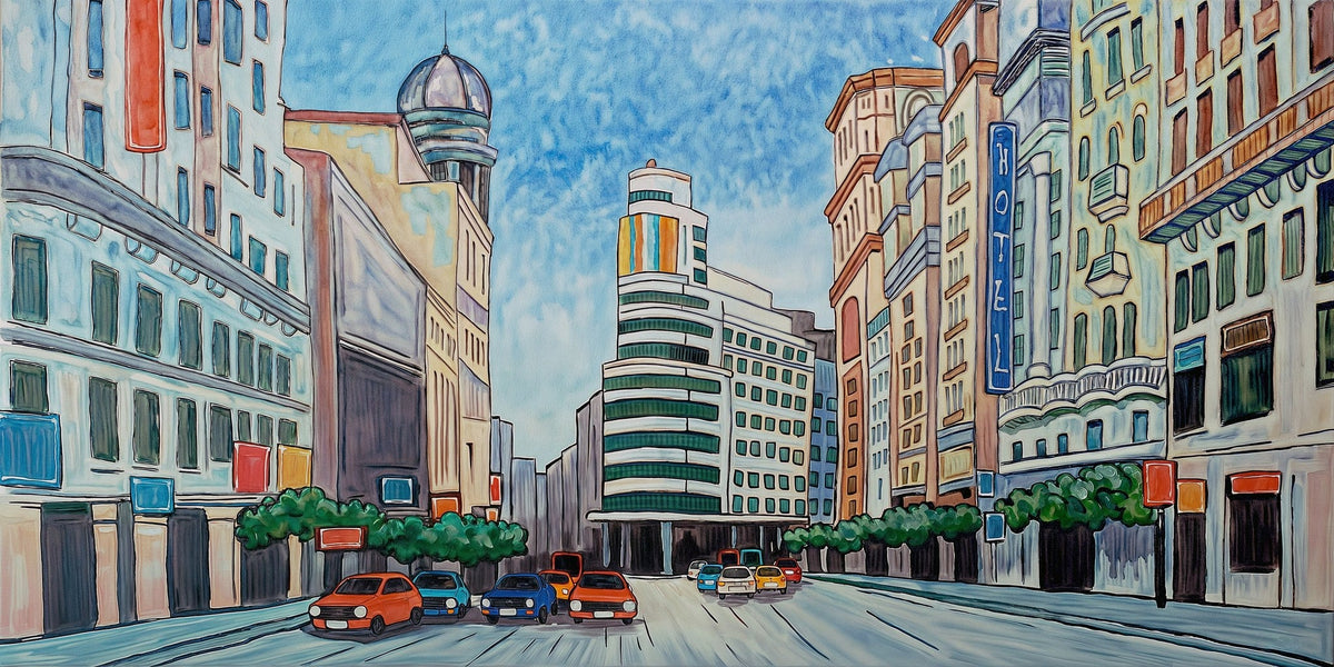 Cuadro Madrid Gran Vía edificio Capitol - la obra