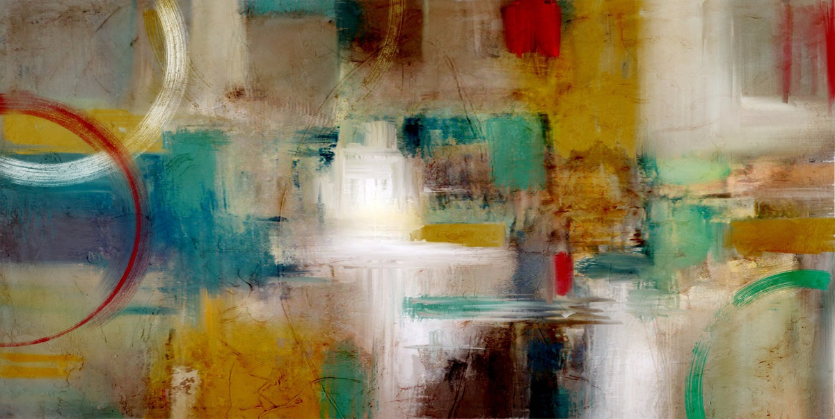 Cuadro abstracto con círculos coloridos - la obra