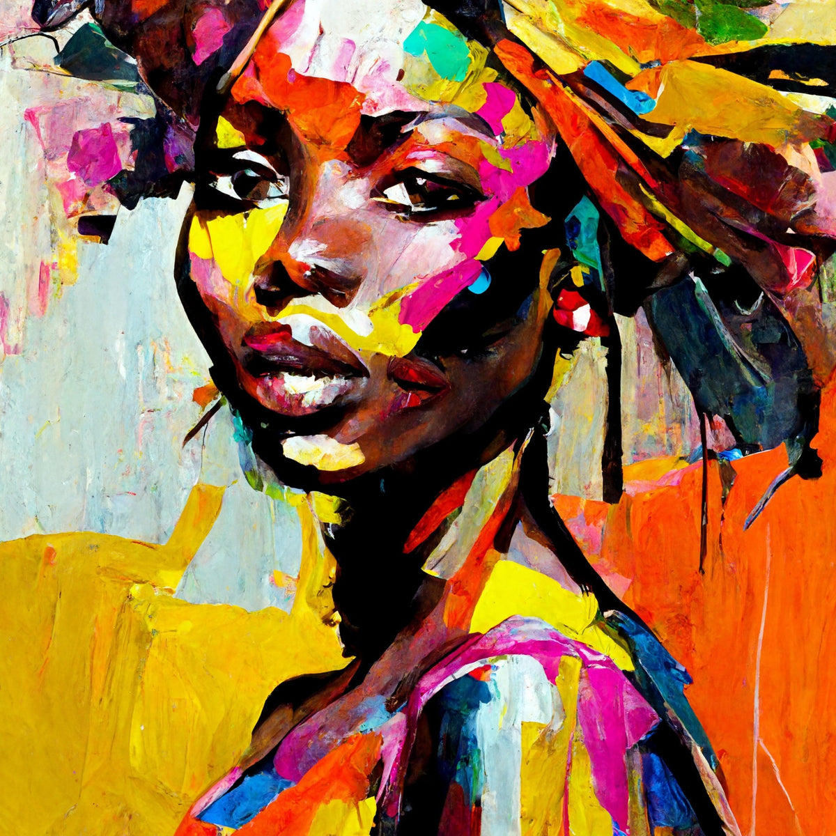 Cuadro étnico de mujer colorida - la obra