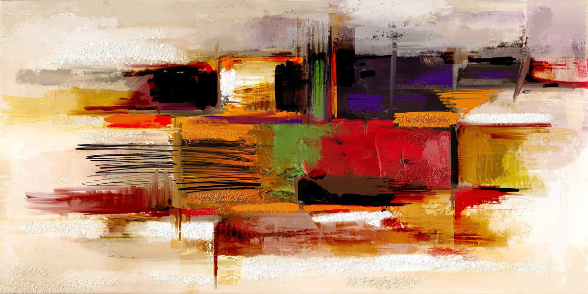 Cuadro abstracto cálido geométrico - la obra