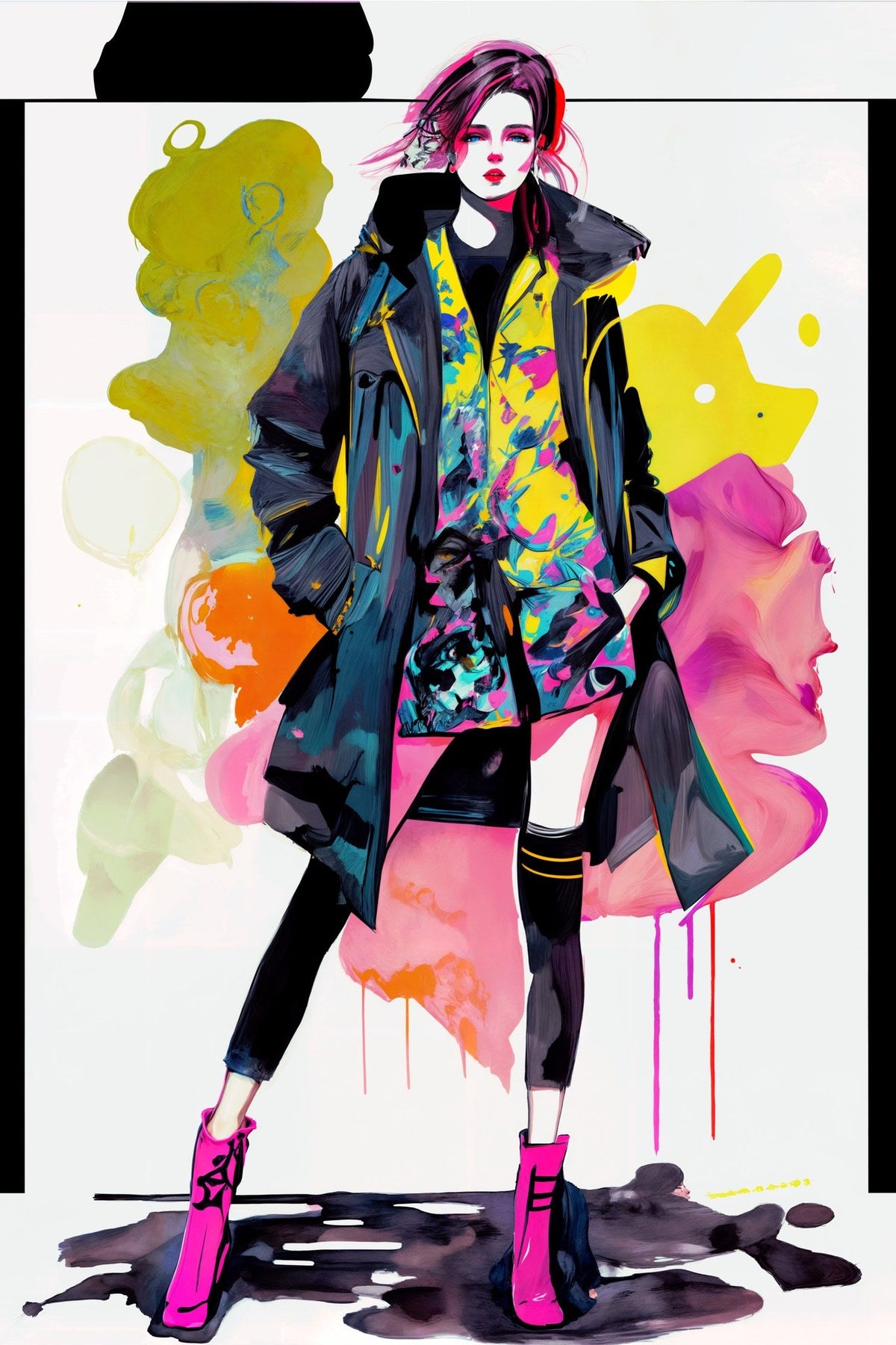 Cuadro de mujer fashion y abstracto - la obra