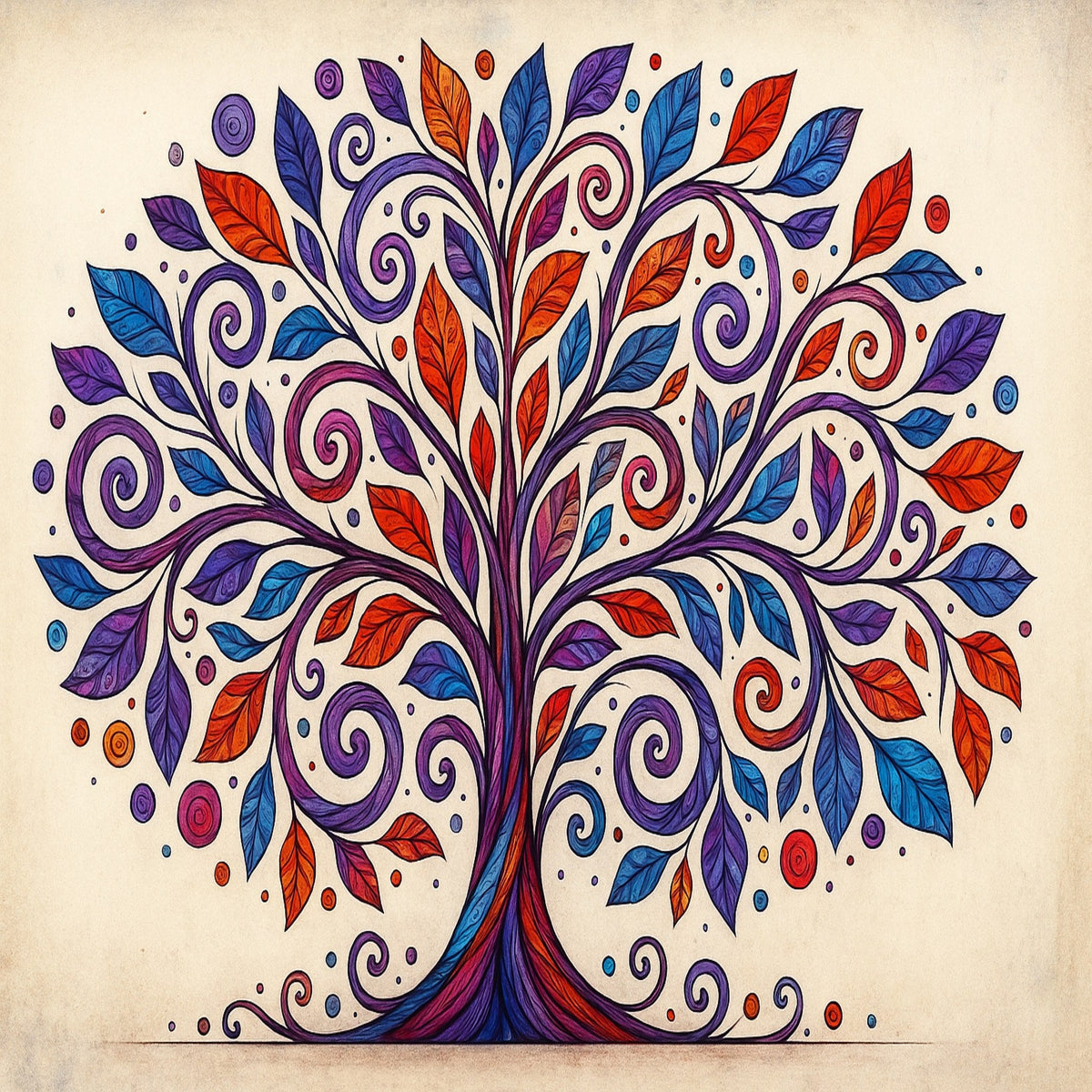 Cuadro árbol de la vida con hojas - la obra