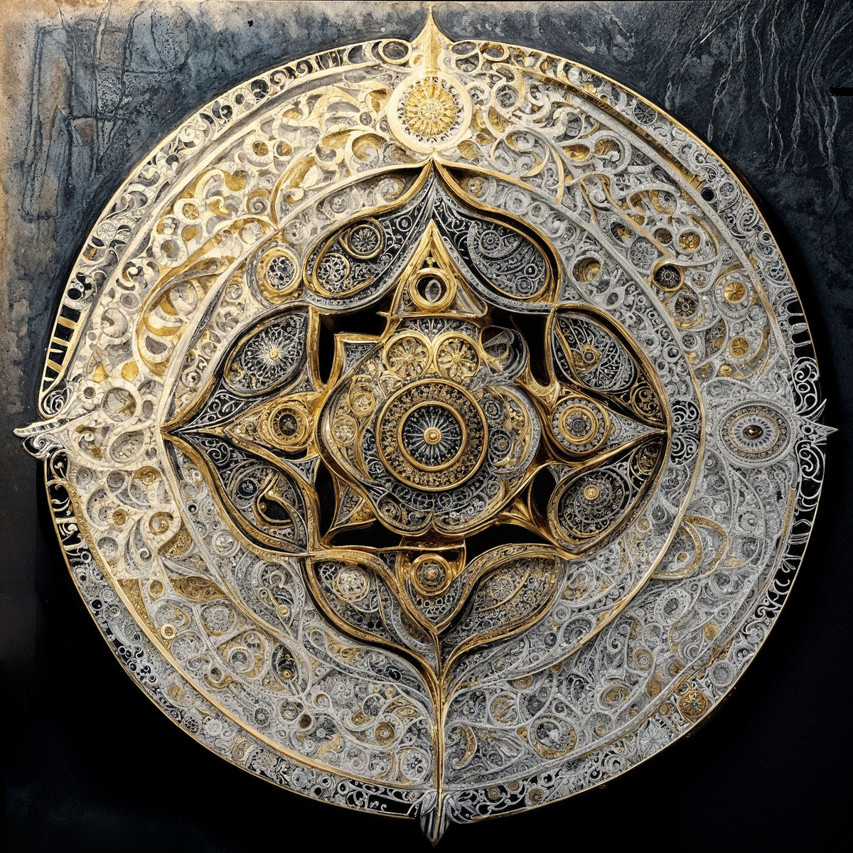 Cuadro impreso de Mandala y Banda Gris - la obra