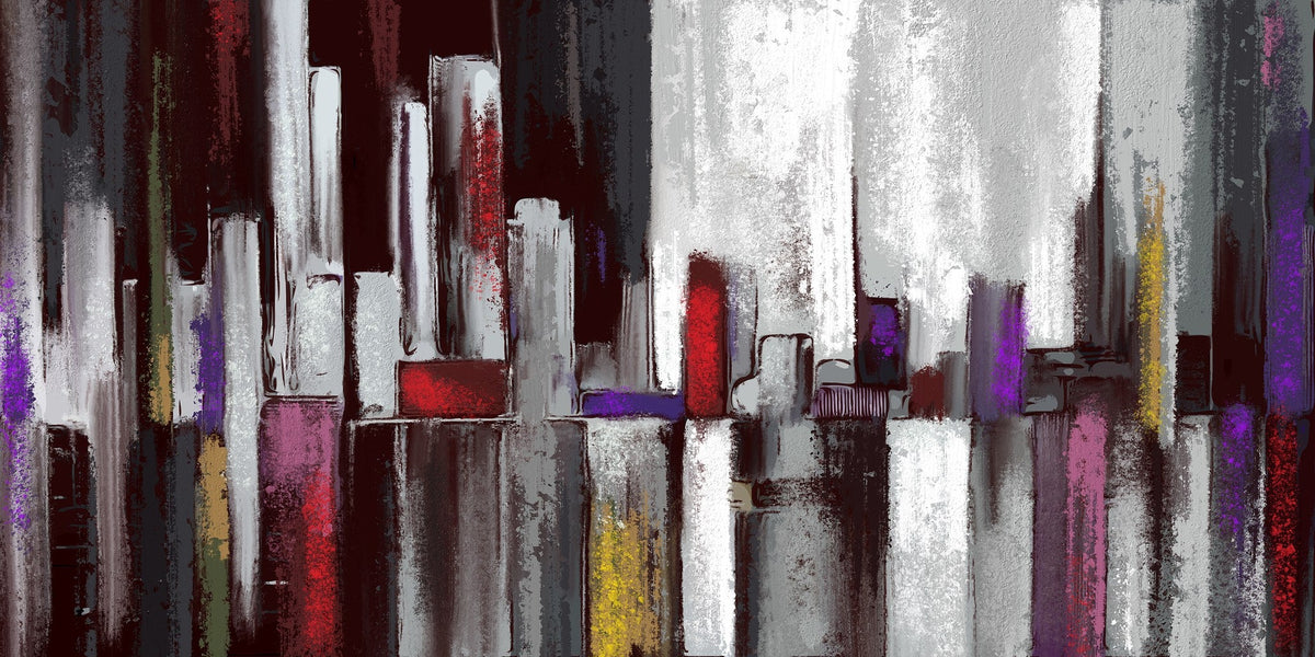 Cuadro urbano abstracto con edificios - la obra