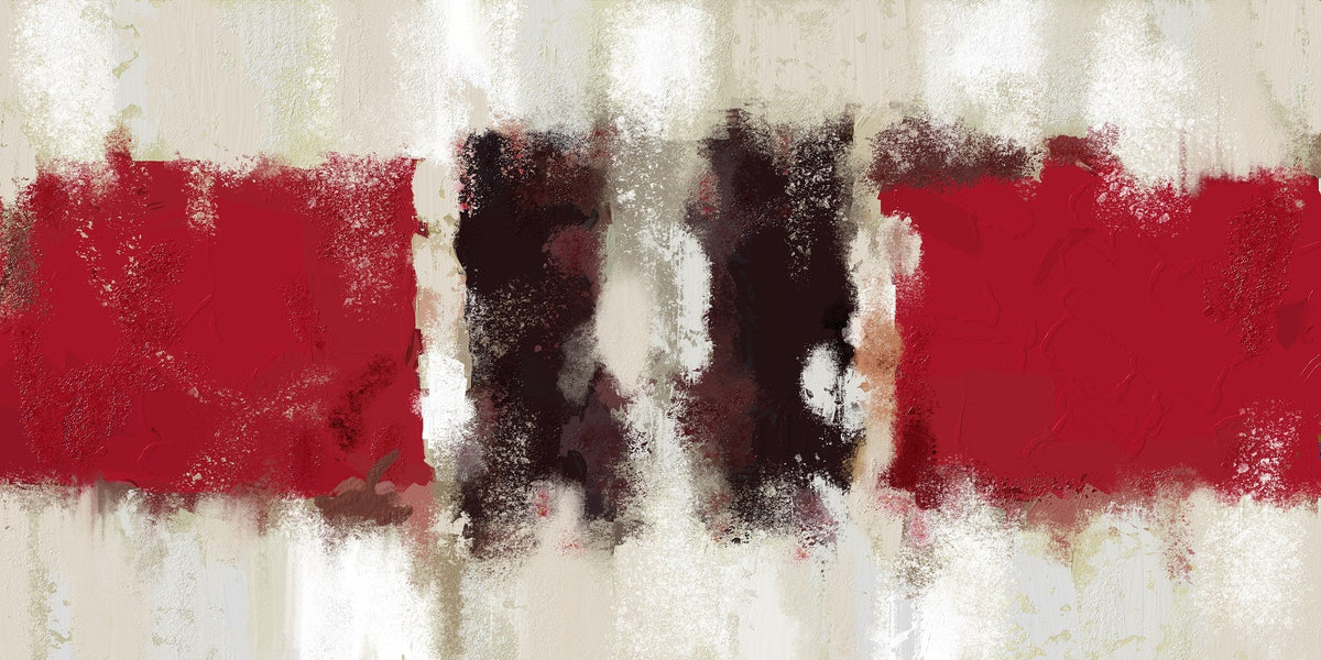 Cuadro abstracto geométrico en negro y rojo - la obra