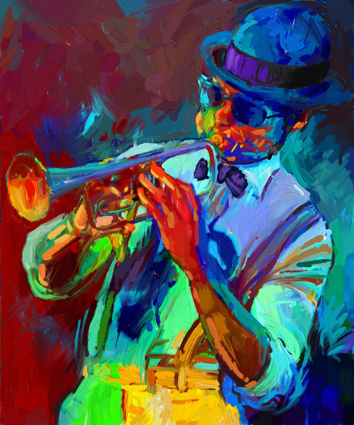 Cuadro Figurativo con Trompetista de Jazz - la obra