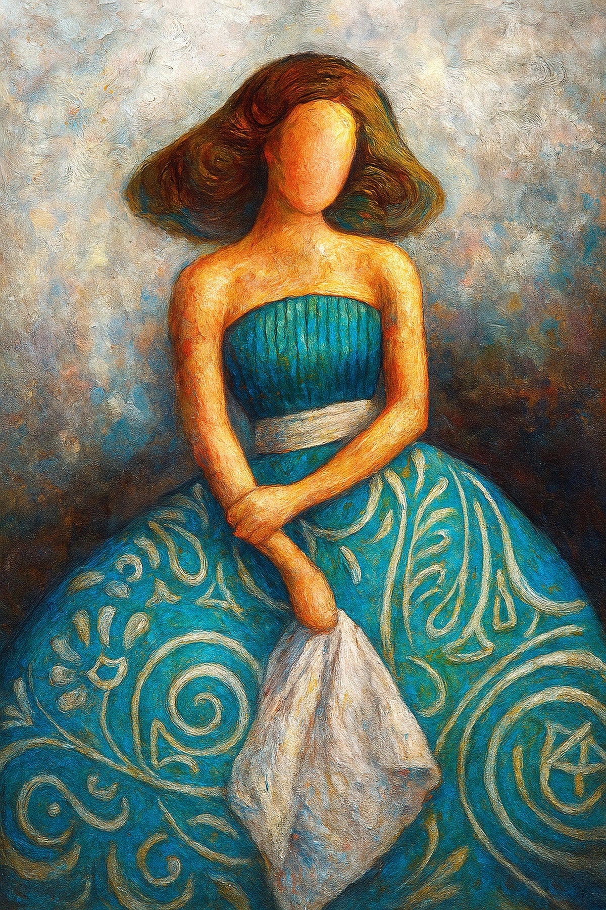 Cuadro de menina moderna turquesa - la obra