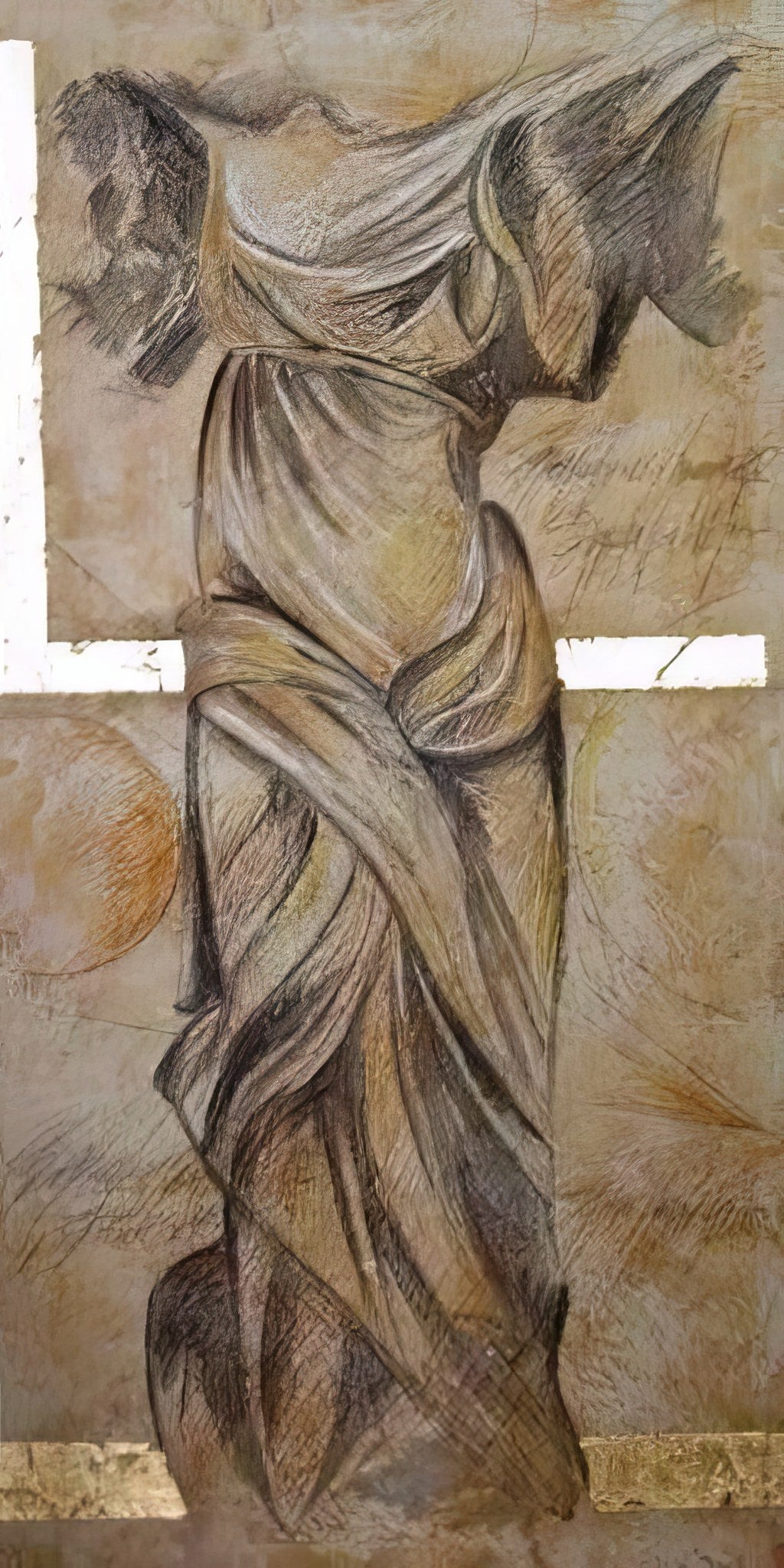 Cuadro figurativo con Victoria de Samotracia - la obra