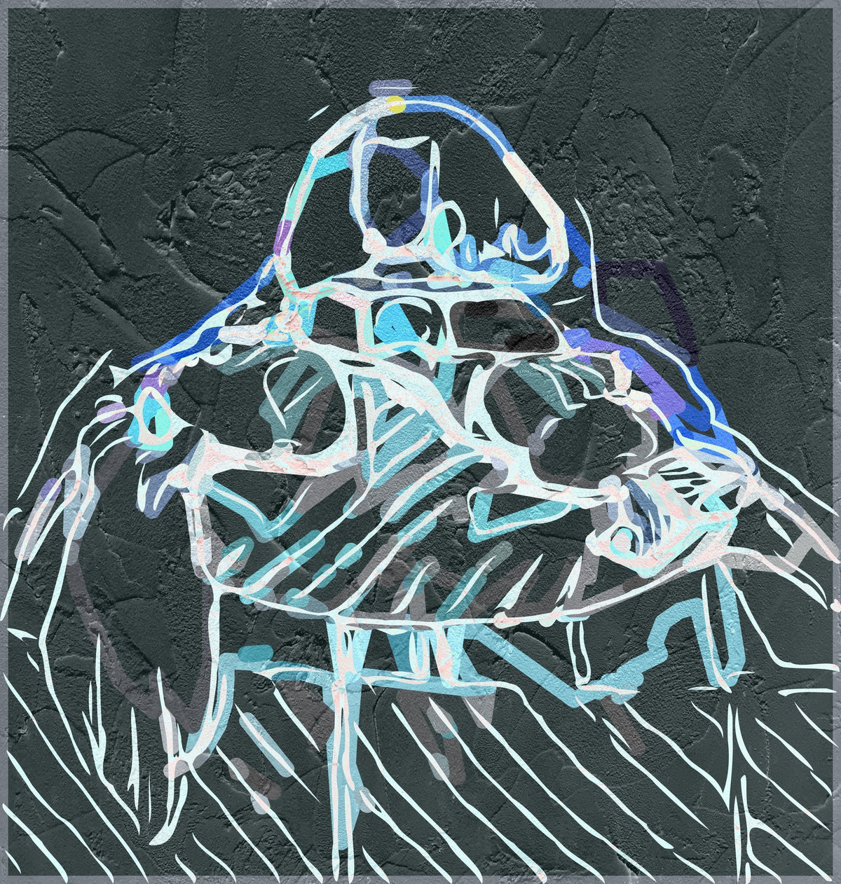 Cuadro de Menina en negro y azul turquesa - la obra