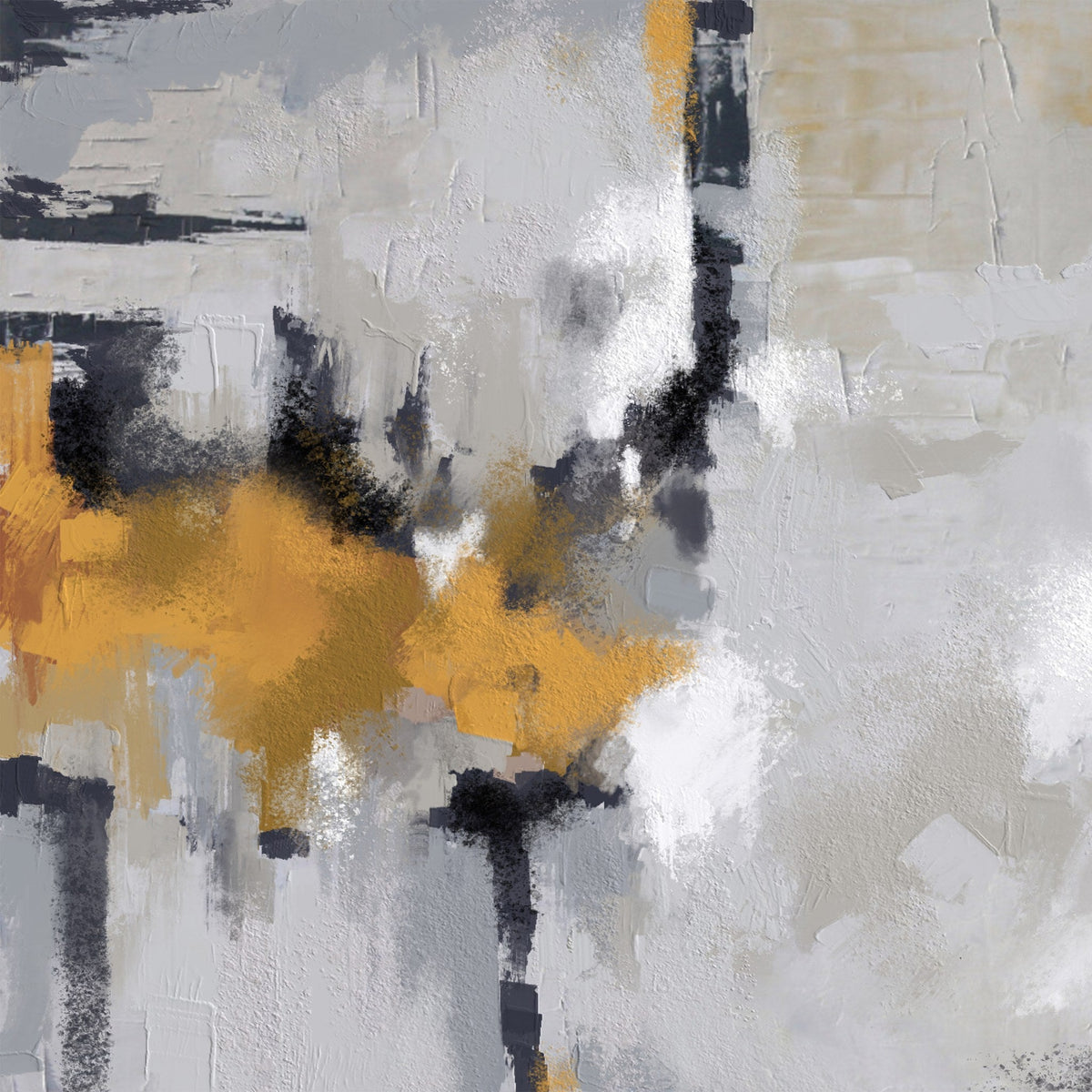 Díptico de cuadros abstractos Amarillo mostaza - la obra