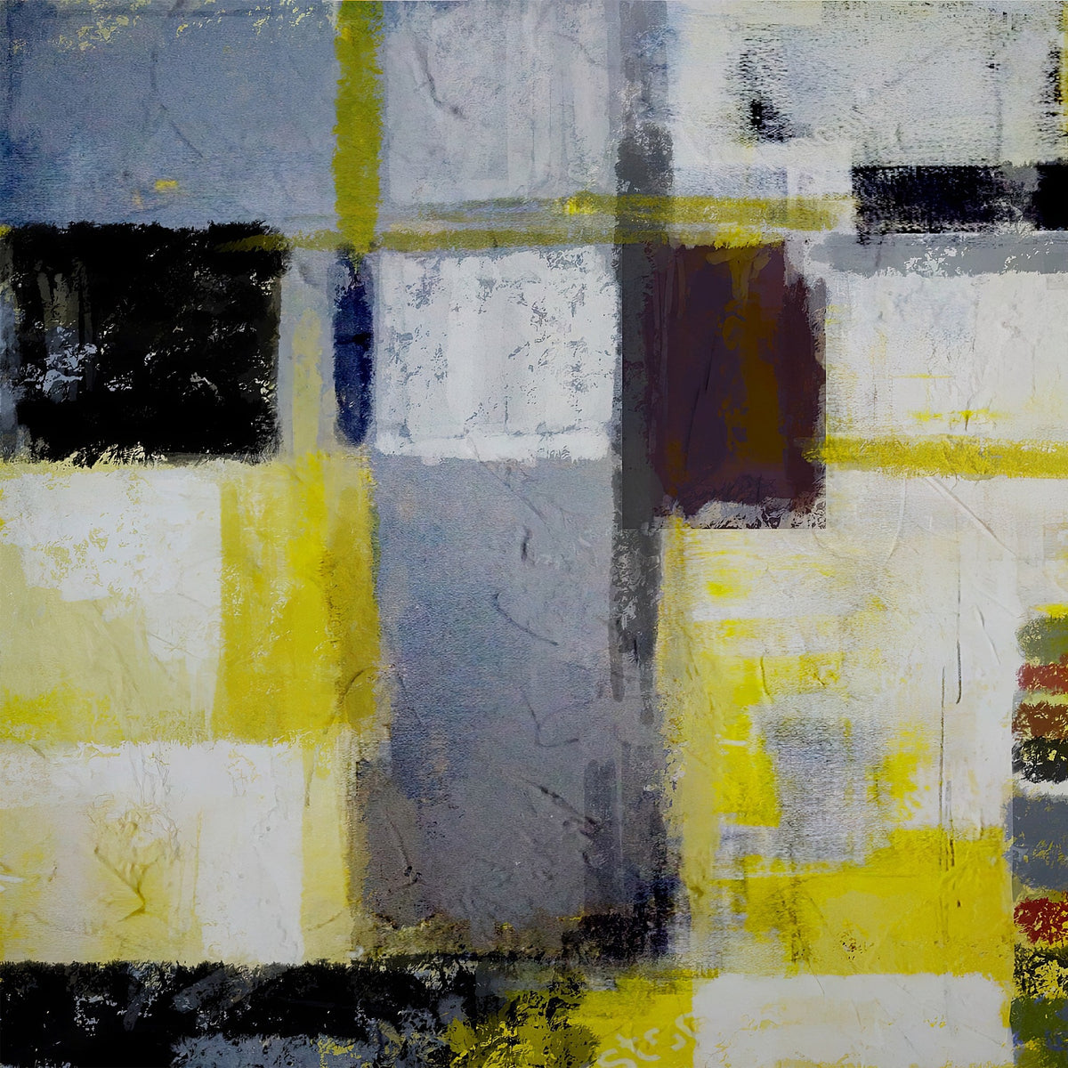 Cuadros abstractos Amarillo y grises en díptico - la obra