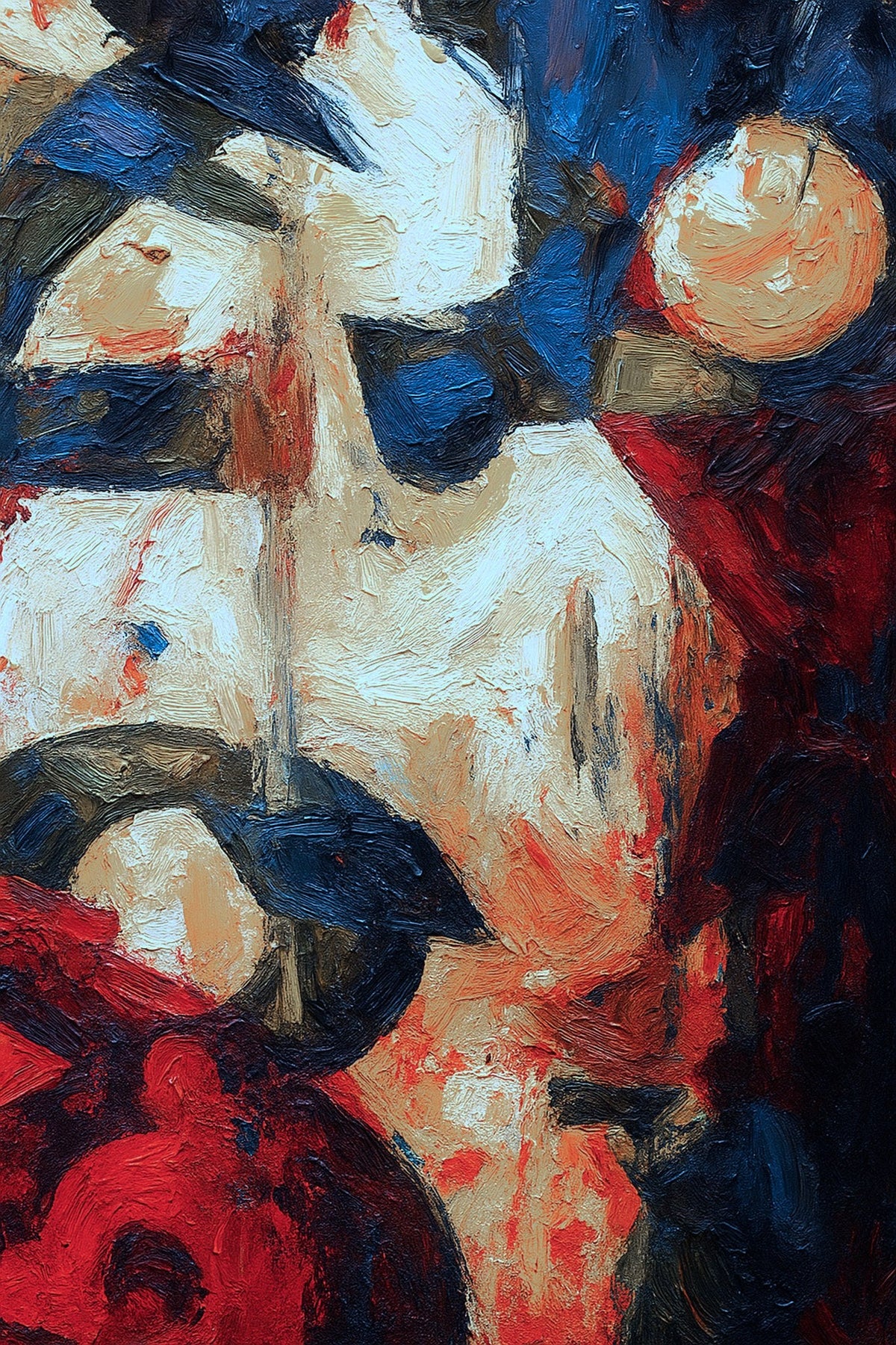 Cuadro abstracto con grafismo vertical - la obra