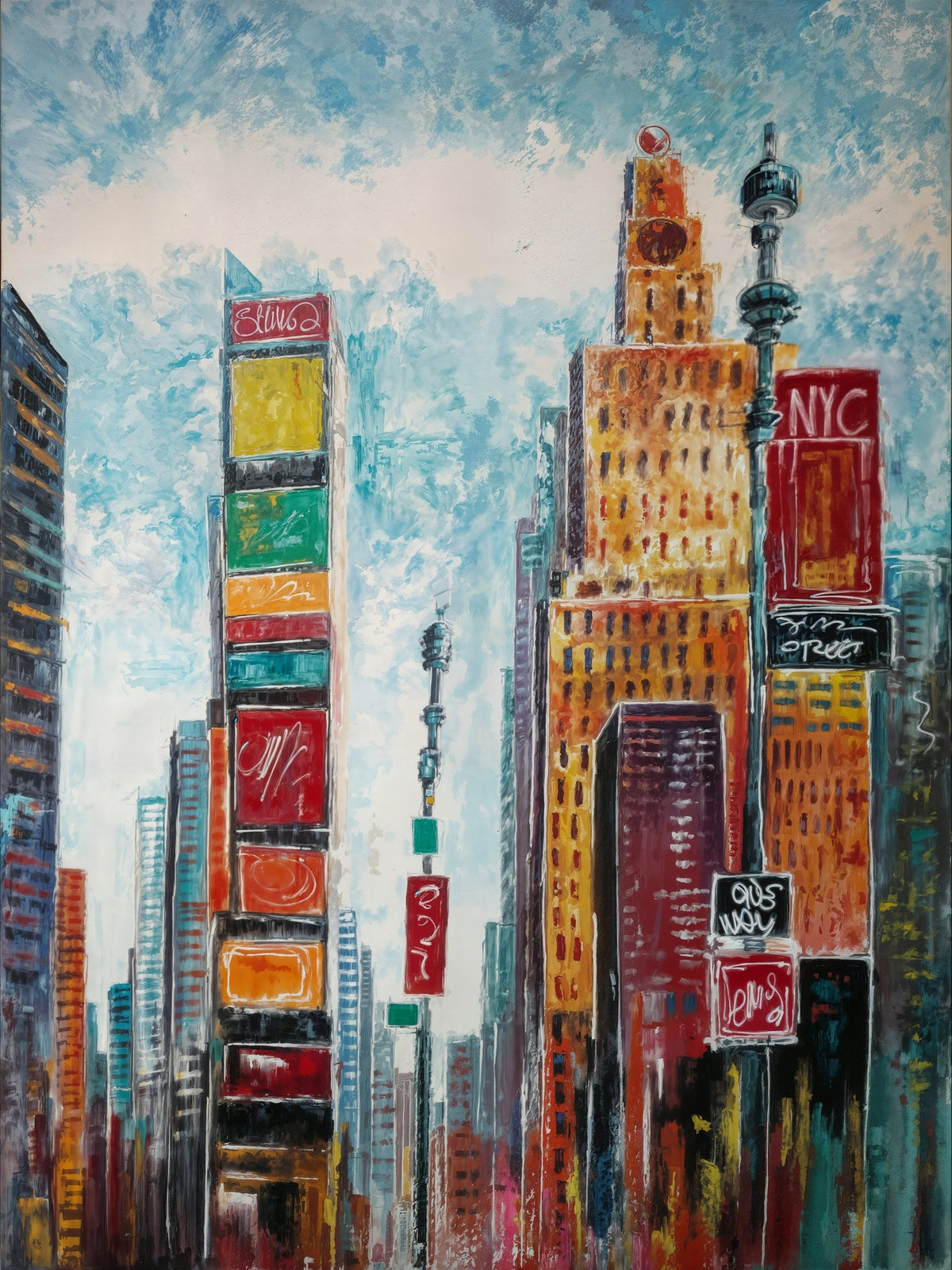 Cuadro urbano pintado de New York edificios - la obra
