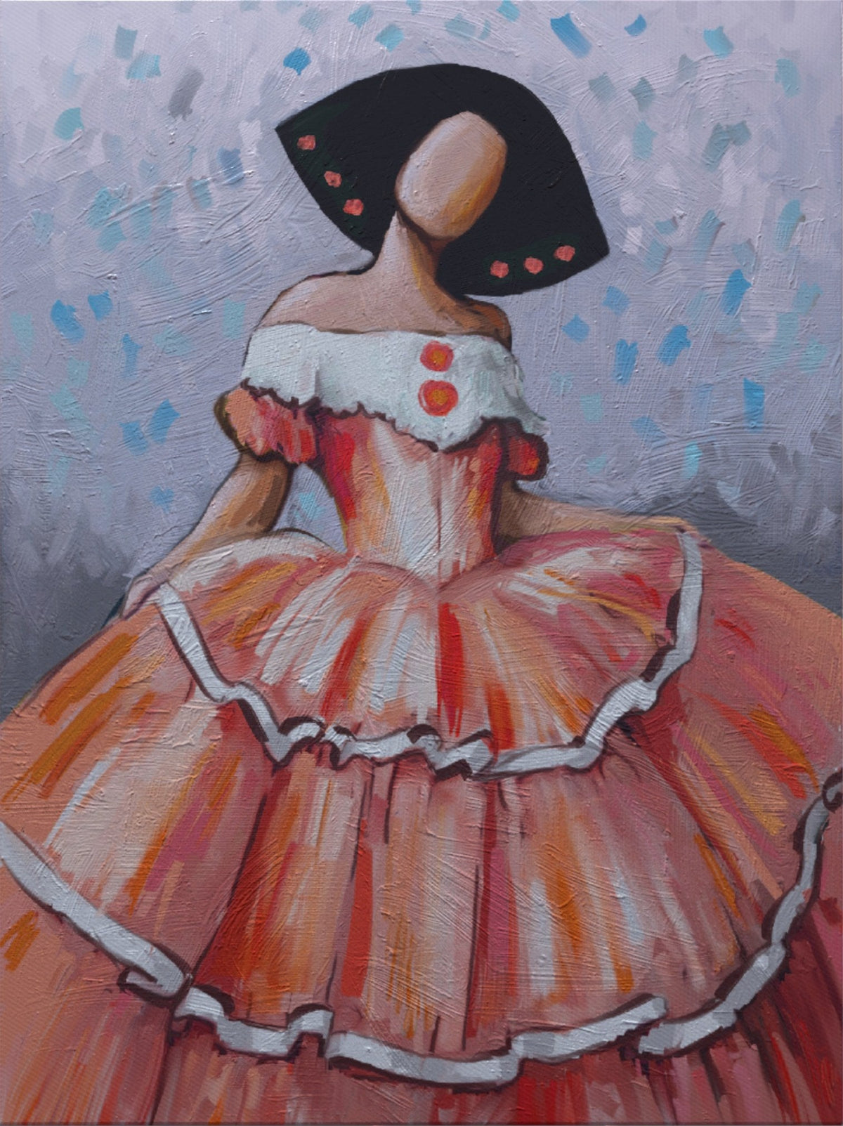 Cuadro de Menina en rojo y naranja - la obra