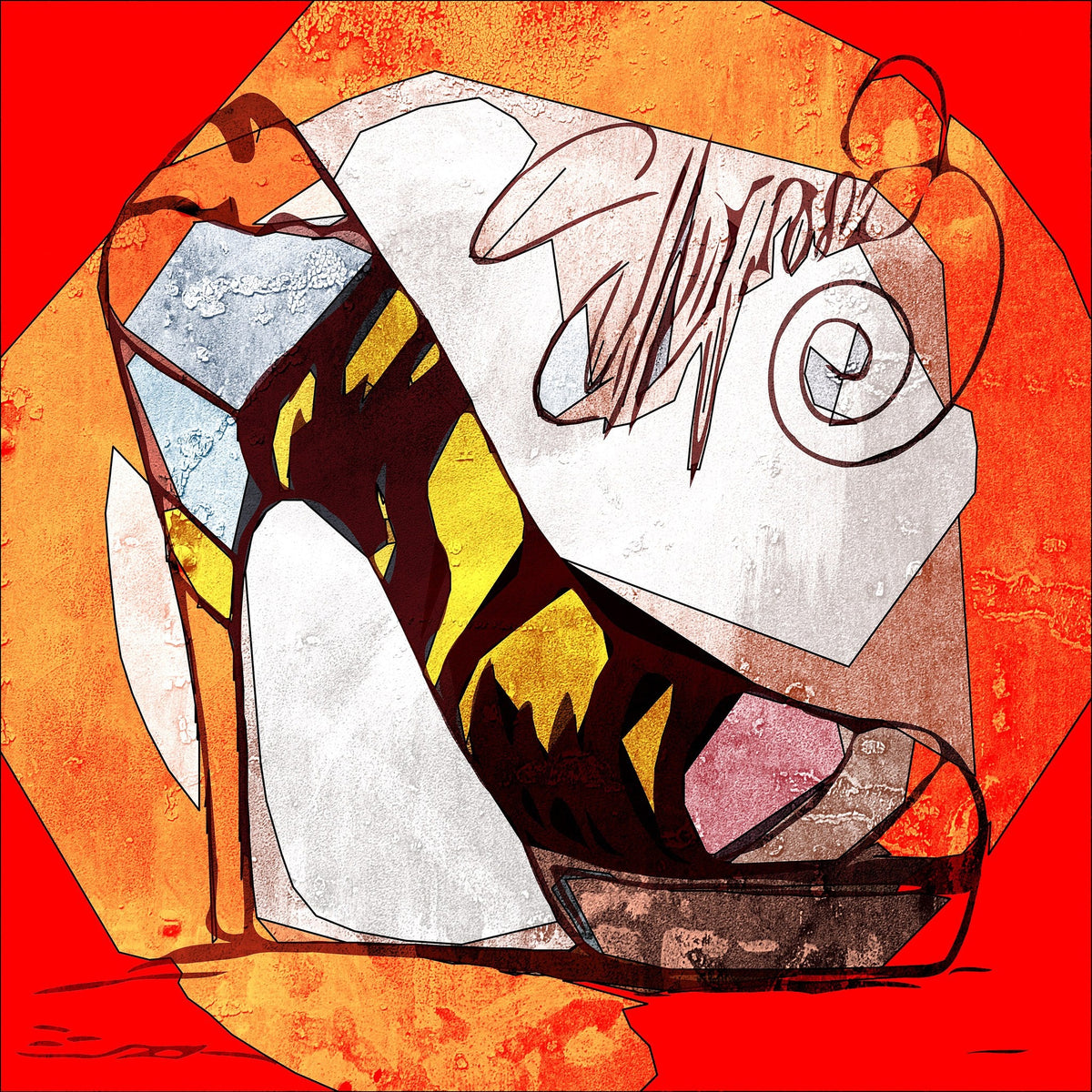 Cuadro pop art con zapato de tacón colorido - la obra